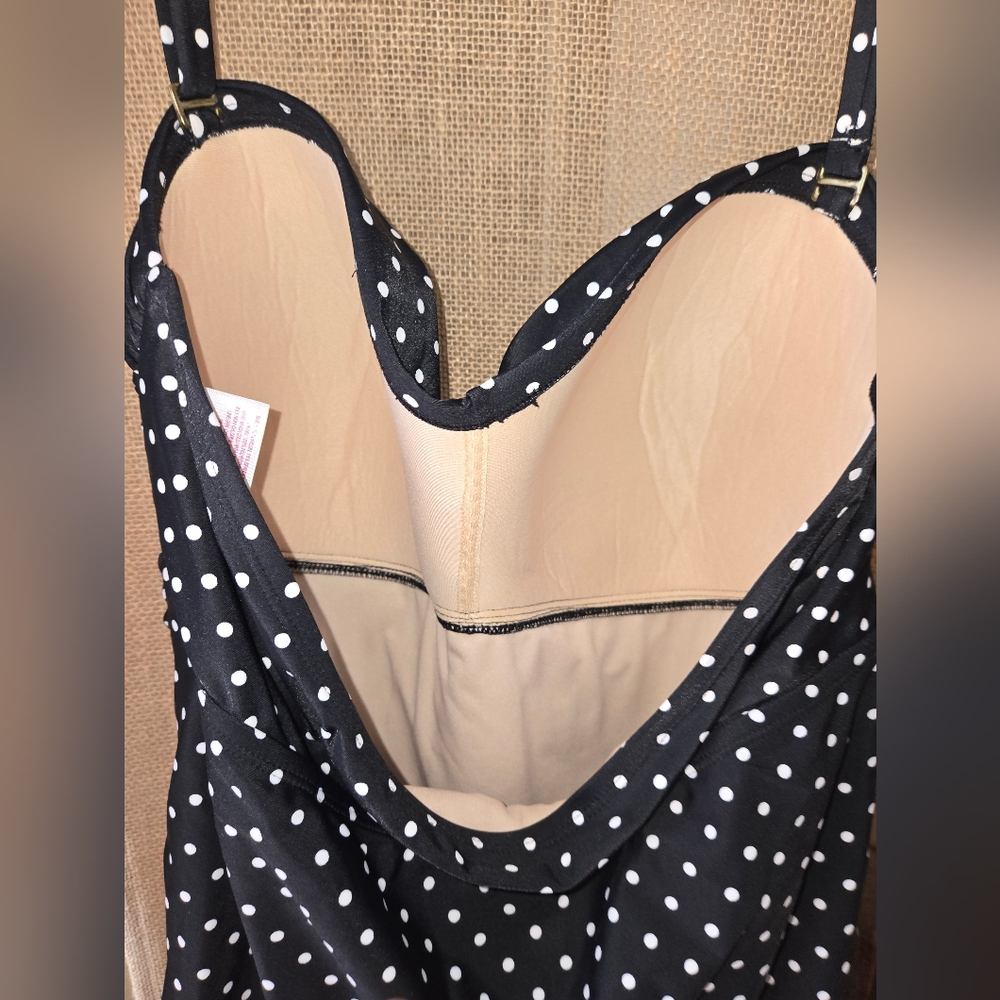 Women's Merona Black White Polka Dot Swim Dress Size XL - Picture 6 of 10